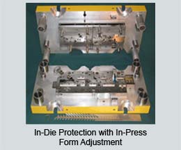 In-die protection with in-press form adjustment
